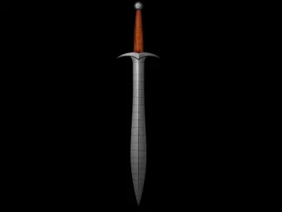 Sword from the trilogy of the Lord of the Rings movie Low-poly 3D model