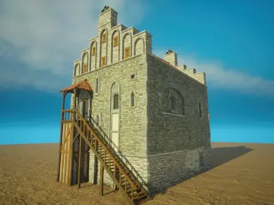 Medieval old House10-interior and exterior design Low-poly 3D model