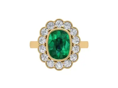 Cushion Solitaire Art deco Ring 3D print model 4