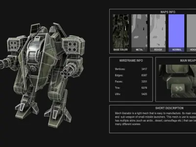 Mech liberator Low-poly 3D model