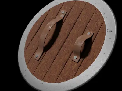 Set of 5 medieval rounded shields - procedural material Low-poly 3D model