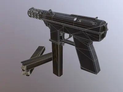 Tec-9 gun with clip Low-poly 3D model