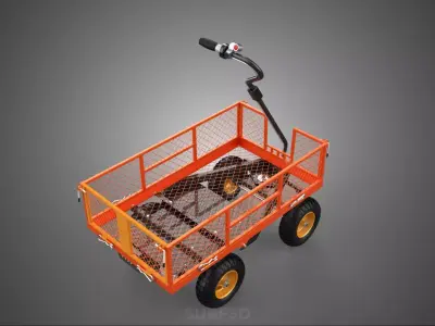 ELECTRIC POWERED STEEL MESH TRAY GARDEN WHEELBARROW WAGON CART 4 3D model