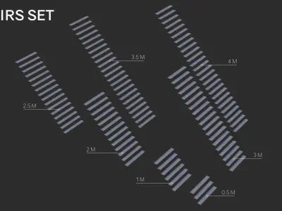 Modular Industrial Walkway Low-poly 3D model