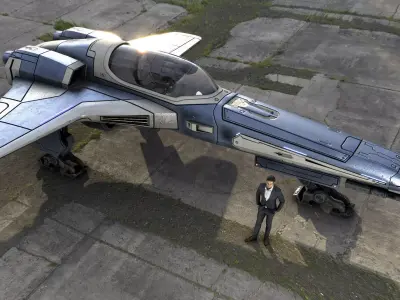 Vanguard Talon - Sci-Fi Single-Seat Fighter - PBR Game Ready Low-poly 3D model