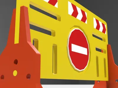 Yellow plastic road barrier Low-poly 3D model