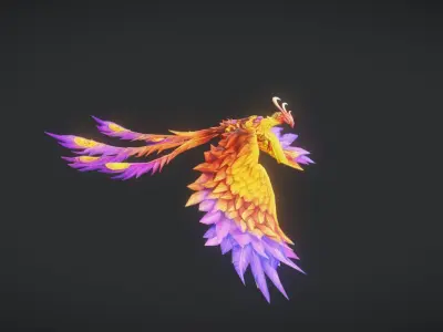 Fire Phoenix Animation Low-poly 3D model
