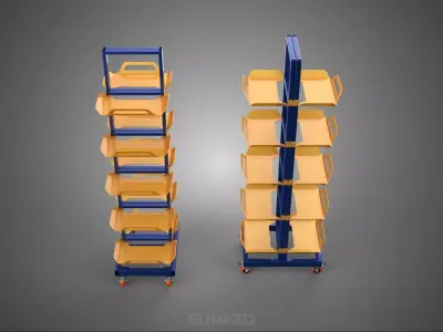 VERTICAL UP SHOP SHELVING STORAGE CART RACK TIERED WHEELS CASTOR 3D model