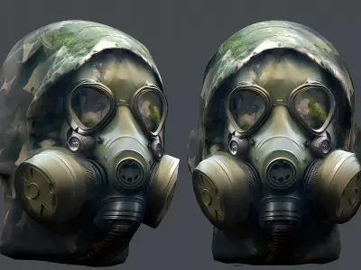 Gas mask helmet 3d model military combat  Low-poly 3D model purchase