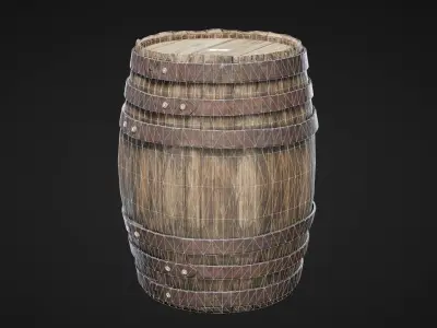 Old  Wooden Barrel Low-poly 3D model