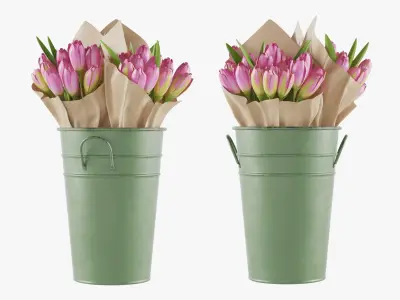 Flowers In Bucket 02 3D model