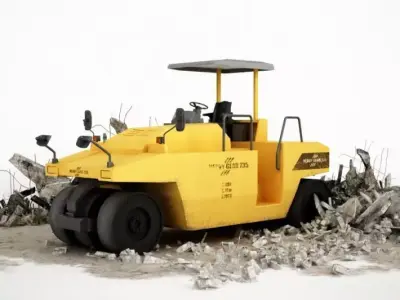 Parked Steamroller 3D model