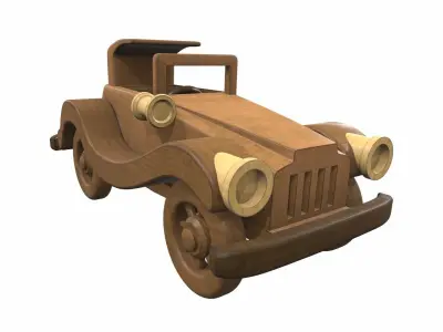 Wooden car toy retro 1 Free 3D model