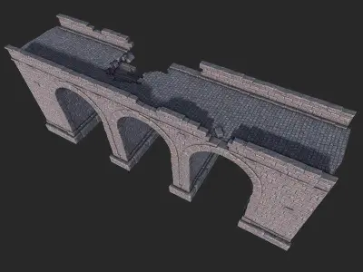 Bridge Ruins Low-poly 3D model