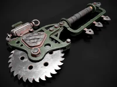 Post Apocalyptic Circular Saw Low-poly 3D model