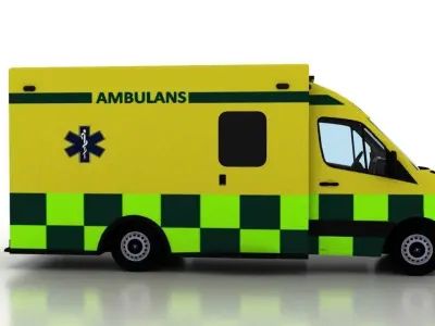 Mercedes Benz Sprinter 2015 Truck Sweden Ambulance 3D model