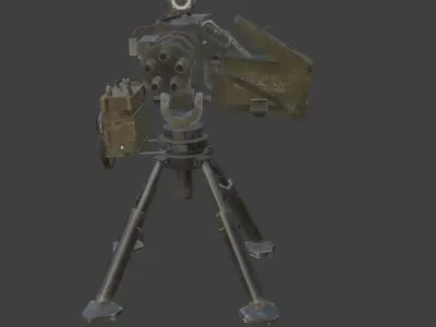 minigun turret Low-poly 3D model