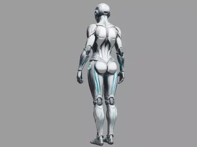 Cyberpunk Chrome Female Mech Suit 3D model