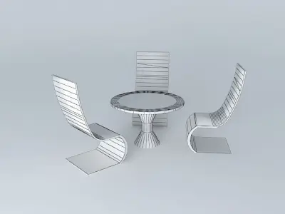 3taable three chairs and table Free 3D model