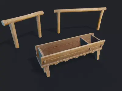 Hitching and Drinkbowl Low-poly 3D model