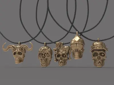 Skull pendants 3D Model Pack