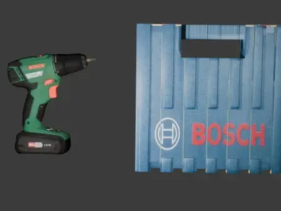 Drill machine Low-poly 3D model get