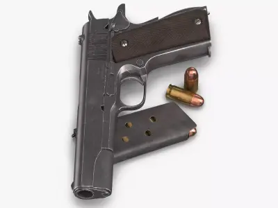 Colt M1911 Pistol Magazine and Bullets 3D model