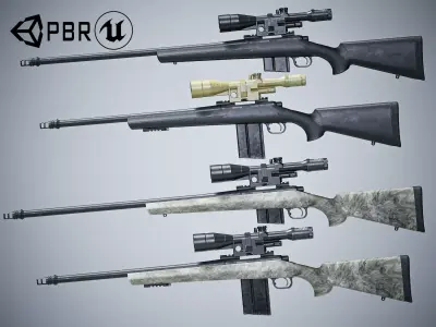 Remington 700 Sniper Rifle 3d model low-poly Low-poly 3D model