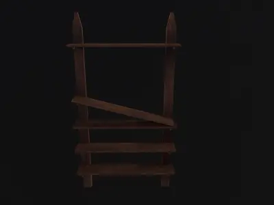 Pottery Shelf Low-poly 3D model