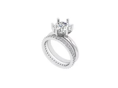 Solitair Ring Bridal Set 3D print model 31