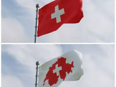 Animated Switzerland Flags  3D model