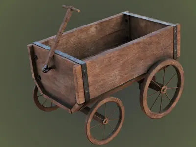 Wooden Cart02 All PBR Unity UE Textures Included Low-poly 3D model