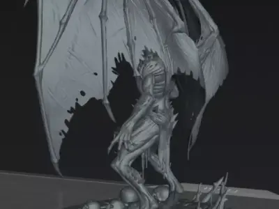  Abyssal Winged Demon 75mm Resin Miniature STL 3D print model