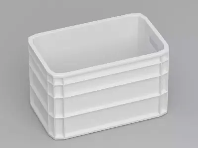 Portable Plastic Crate white 3D model
