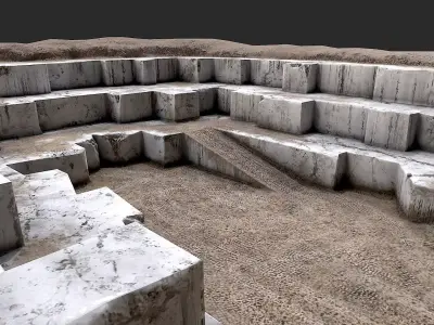 Marble Quarry Openpit Mine Excavation Low-poly 3D model