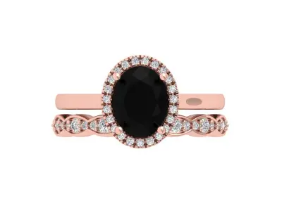 Oval Ring With Wedding Band 3D print model