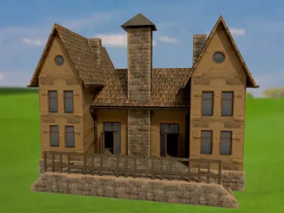 House homestead villa PBR  game ready Low-poly 3D model purchase