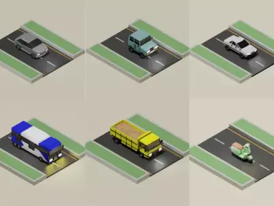 Low Poly Vehicle Package Low-poly 3D model