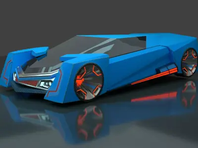 Futuristic Sports Car High Detail Sci Fi Vehicle Concept 3D model
