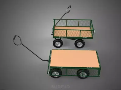 CONVERTIBLE MESH WAGON CART UTILITY TROLLEY WHEELBARROW TRAILER 3D model