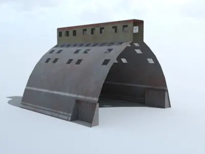 Hall industrial Low-poly 3D model