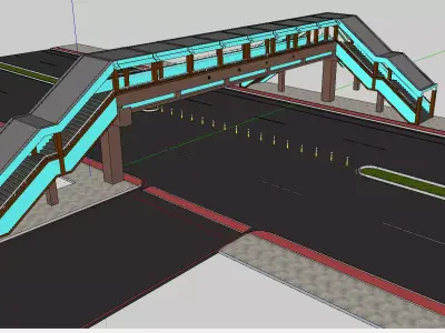 Skywalker bridge over road Free 3D model