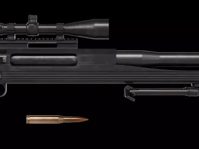 ArmaLite AR50 bolt action rifle Low-poly 3D model