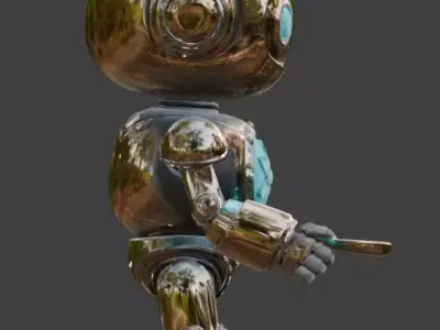 Chibi Atompunk Service Utility Droid 3D Model Low-poly 3D model