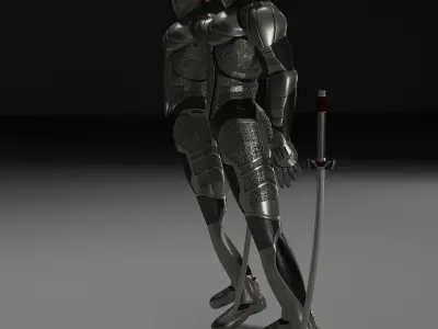 robot pair of armored men Low-poly 3D model