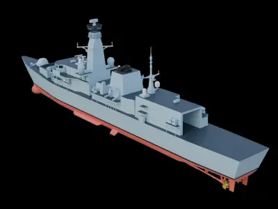 Type 23 frigate Low-poly 3D model