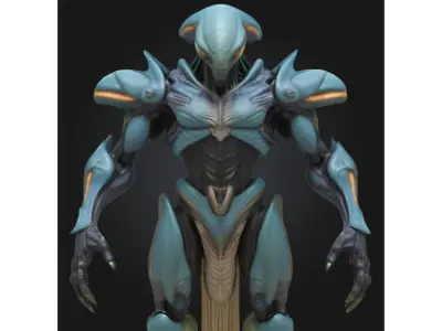 Alien Warrior Sci Fi Fantasy Low-poly 3D model