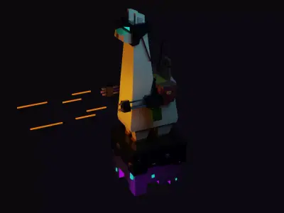 Futuristic Cartoon War-Llama Low-poly 3D model