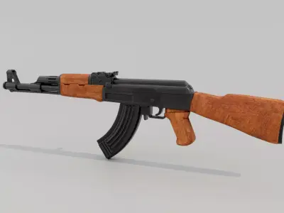 AKM Assault Rifle Low-poly 3D model