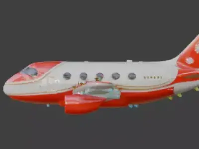 Christmas Cartoon Airplane 3D Model Low-poly 3D model